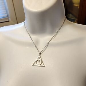 Harry Potter Deathly Hallows Triangle Necklace - 16" chain - Brass JCM
